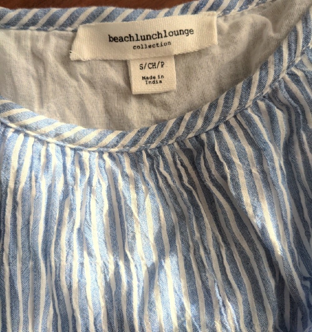 Striped Blue and White Cutout Dress - Picture 4 of 4